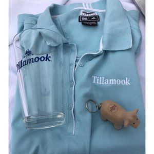 Tillamook Dairy CREAMERY OREGON Adidas Womans Large Shirt Barware Cow Keychain